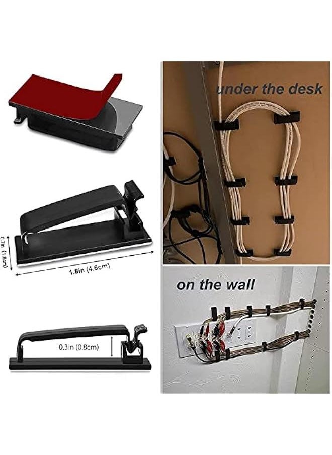 HOOKOR - 50PCS Cable Clips, Self Adhesive Cable Management Clips, Cord Organizer Wire Clips Cord Holder for Appliances PC Wall Ethernet Cable Under Desk Nightstand Home Office Car (Black) - Image 1