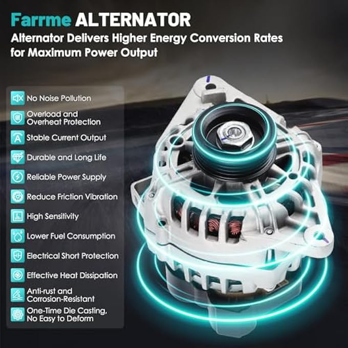 Farrme 11311 Alternator 12V 90 Amp, 4-Groove Pulley Fit for Elantra 2007-2012, for Soul 2010-2011, for Spectra, for Spectra5 2007-2009 L4 2.0L Automotive Replacement Alternators 2655635 37300-23650 - Image 4