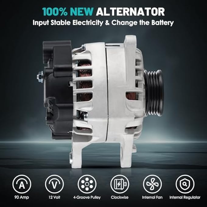 Farrme 11311 Alternator 12V 90 Amp, 4-Groove Pulley Fit for Elantra 2007-2012, for Soul 2010-2011, for Spectra, for Spectra5 2007-2009 L4 2.0L Automotive Replacement Alternators 2655635 37300-23650 - Image 3