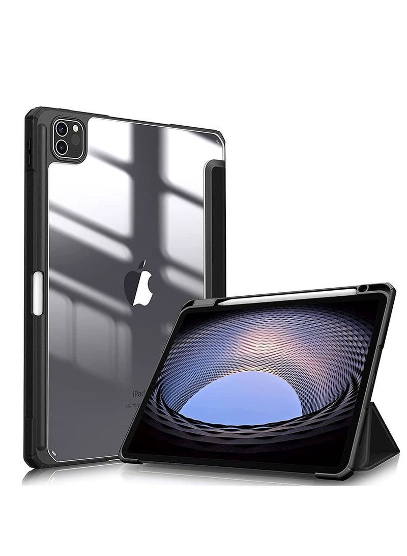Protective Case Cover For Apple iPad Pro 11 inch (2022/2021/2020/2018) Generation with Pencil Holder 【Support Apple Pencil Charging and Touch ID】 Clear Transparent Case with Auto Wake/Sleep - Image 1