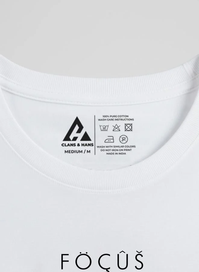 Clans&hans  Men White Crew Neck Graphic Print T-Shirt for Men | Best Price UAE