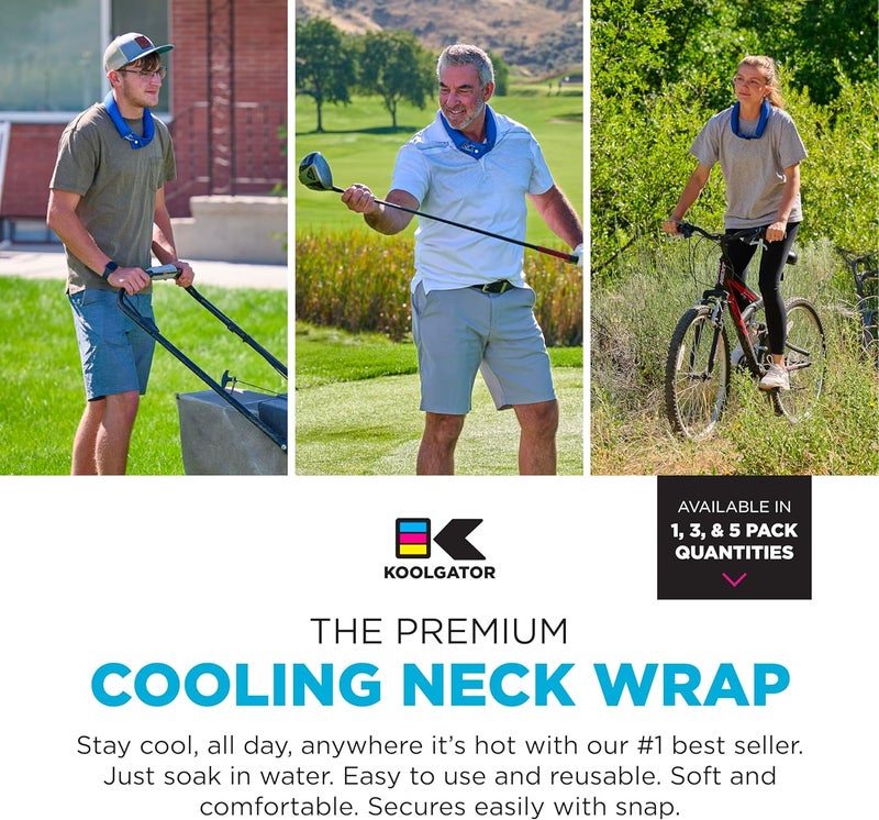 KOOLGATOR Evaporative Cooling Neck Wrap – Reusable Neck Cooler with Long Lasting Relief During Hot Weather Activities, Sports, & Outdoor Work, Blue Paisley, 1 Pack - Image 2