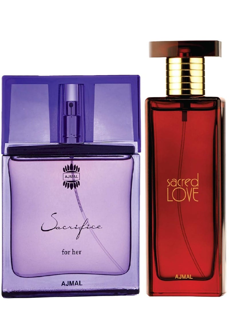Ajmal Ajmal Sacrifice for HER EDP Floral Musky Perfume 50ml for Women and Sacred Love EDP Floral Musky Perfume 50ml for Women - Image 1