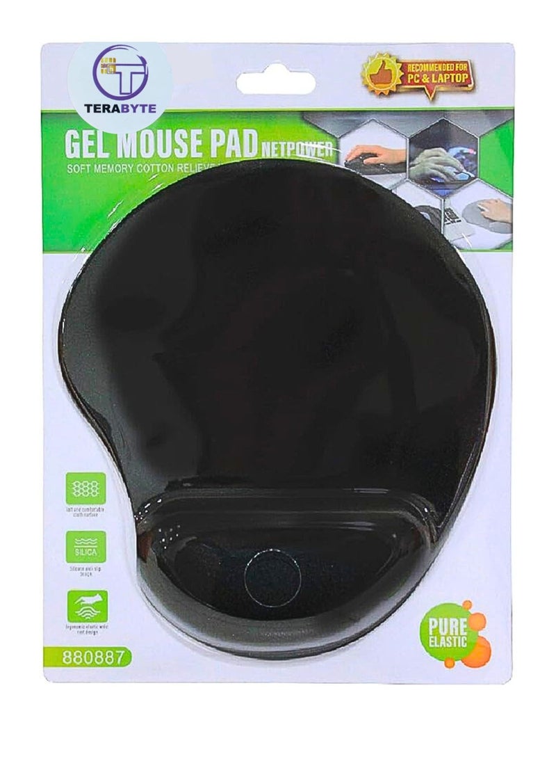 Terabyte Mouse Pad with Gel Wrist Rest Support, Comfortable Mouse Pad for Computer, Laptop, Home, Office & Travel  Black - Image 1