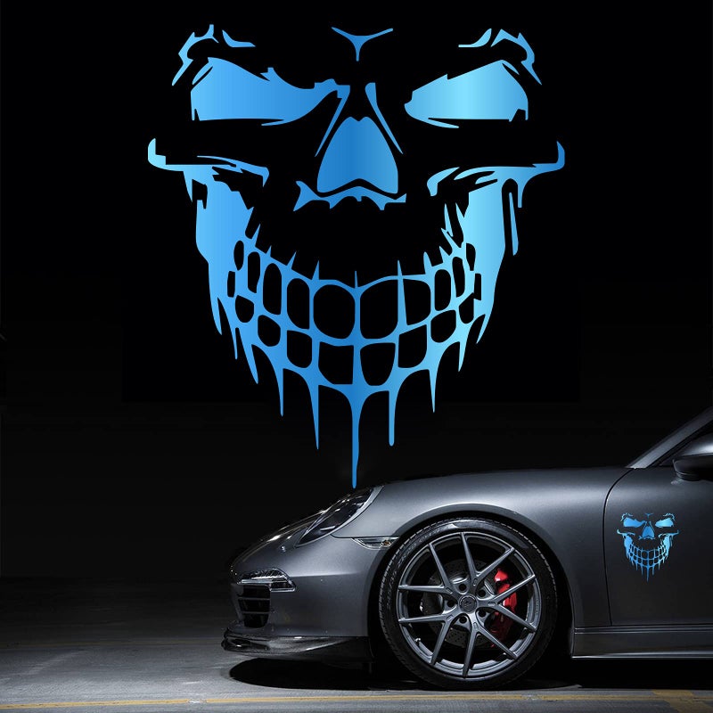 HungMieh Skull Stickers and Decals for Car Windows and Doors 3D Skull Decals and Signs for Car Styling Chrome Blue 697 - Image 3