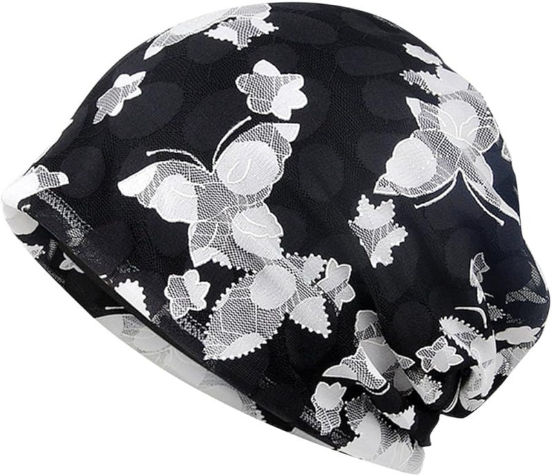 Breathable Lace Maternity Sleep Cap Hair Wrap Elastic Black For Women Daily Use - Image 1