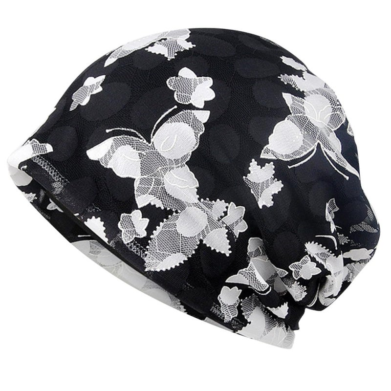 Breathable Lace Maternity Sleep Cap Hair Wrap Elastic Black For Women Daily Use - Image 2