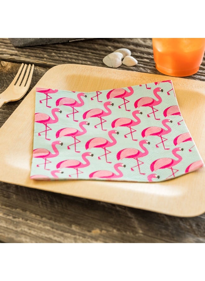 Restaurantware 13 Inch Paper Luncheon Napkins, 500 Florida Flamingo Design Printed Napkins - 3-Ply, Textured Edges, Sky Blue Paper Decorated Napkins, Soft And Strong, For Parties Or Catering Events  - Image 3