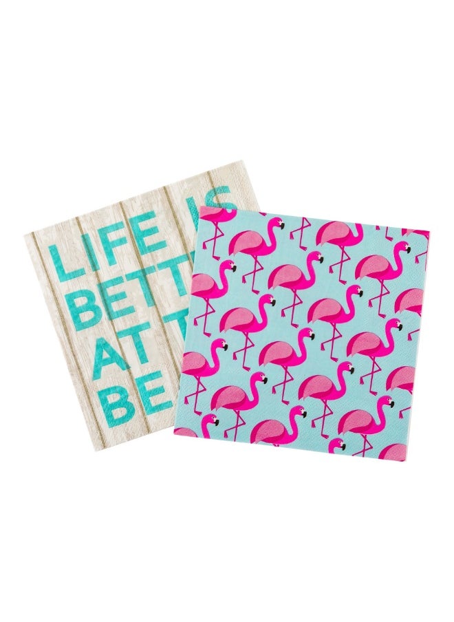 Restaurantware 13 Inch Paper Luncheon Napkins, 500 Florida Flamingo Design Printed Napkins - 3-Ply, Textured Edges, Sky Blue Paper Decorated Napkins, Soft And Strong, For Parties Or Catering Events  - Image 1