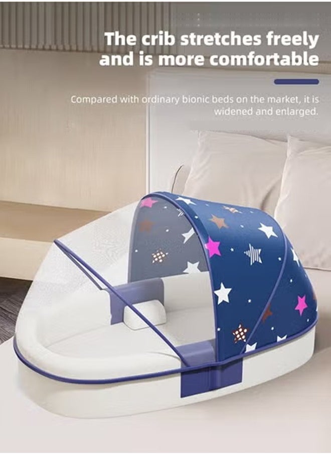 Beauenty Baby Lounger Bed, Infant Nest, Portable Newborns Sleeper Bassinets, Travel Baby Lounger for Boys Girls With 1 Canopy 1 Mosquito Net 1 Cushion 2 Shaping Pillow  - Image 2