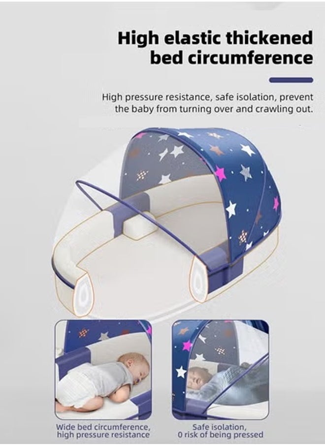 Beauenty Baby Lounger Bed, Infant Nest, Portable Newborns Sleeper Bassinets, Travel Baby Lounger for Boys Girls With 1 Canopy 1 Mosquito Net 1 Cushion 2 Shaping Pillow  - Image 5