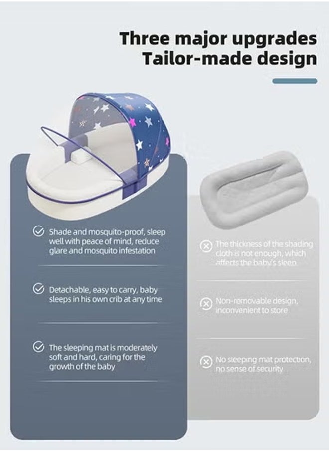 Beauenty Baby Lounger Bed, Infant Nest, Portable Newborns Sleeper Bassinets, Travel Baby Lounger for Boys Girls With 1 Canopy 1 Mosquito Net 1 Cushion 2 Shaping Pillow  - Image 4
