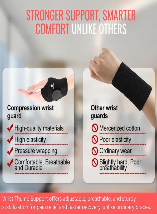 دعامة/مثبت/لفافة معصم وإبهام ممتازة من NECARE (درايتكس، أسود، قطعة واحدة) - Image 3