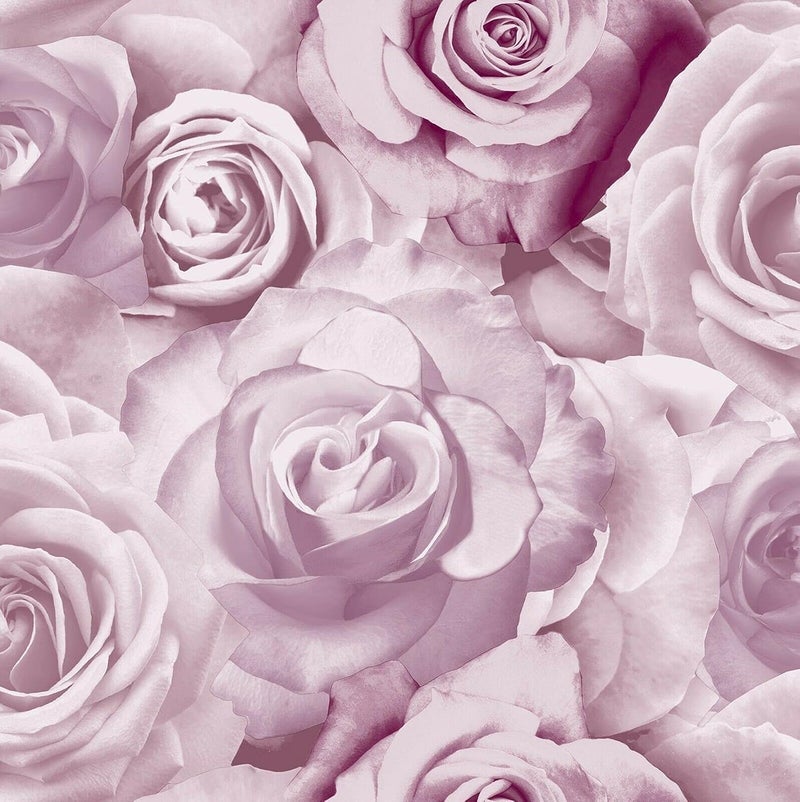 Exclusive Glamour Wallpaper Floral Flower Rose Pink Grey Lilac Blush Silver Soft Light 3D Pink AL1005