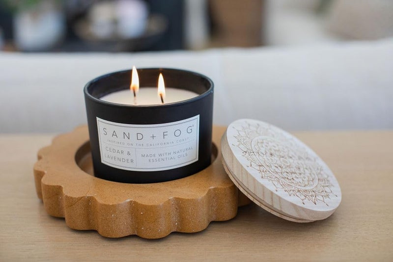 Sand + Fog Scented Candles for Home Jar Candles Cedar Lavender 12 Oz Black - Image 4