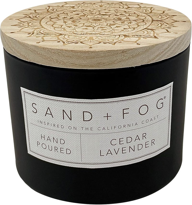 Sand + Fog Scented Candles for Home Jar Candles Cedar Lavender 12 Oz Black - Image 1