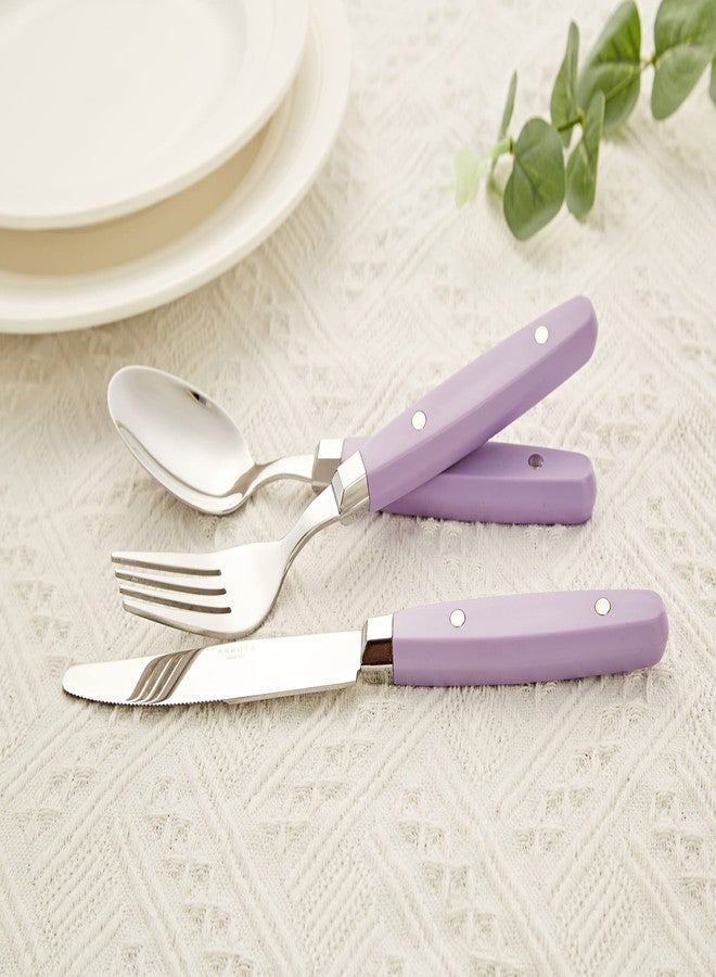 ANNOVA Silverware Set, Retro/Rivet Colorful Stainless Steel Tableware Kitchen Flatware Set Utensils, Includes Dinner Knives, Forks, Spoons, Salad Forks & Dessert Spoons (Lilac, 20 Pieces) - Image 5