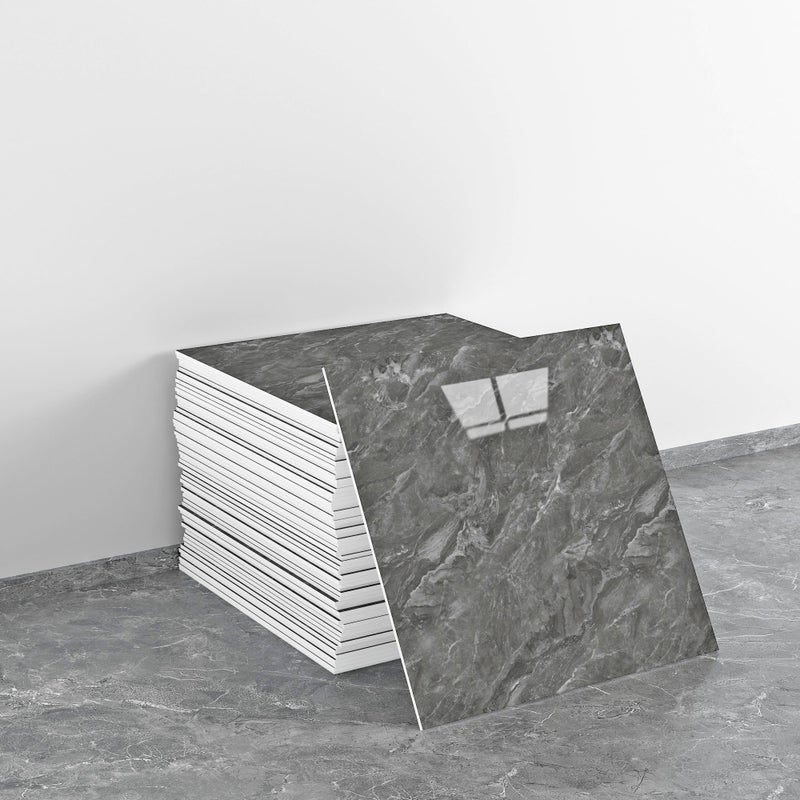 LVSHI 20pcs Marble Peel and Stick Waterproof PVC Shower Wall Panels Bathroom Backsplash Tile Stick on Wall for Bedoom, Kitchen 11.8"x11.8" (Dark Gray,19.4 Sq.Ft.) - Image 1