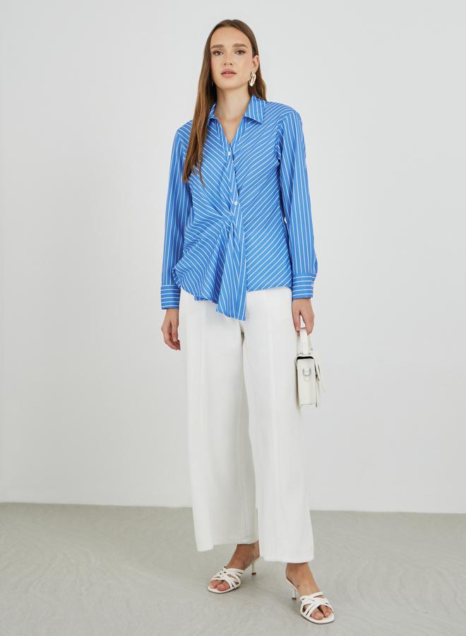 تايك تو قميص لف مخطط بأكمام طويلة - Image 2