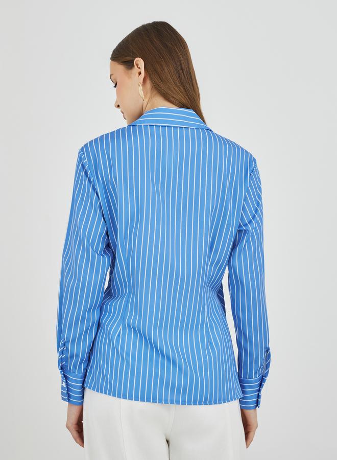 تايك تو قميص لف مخطط بأكمام طويلة - Image 4