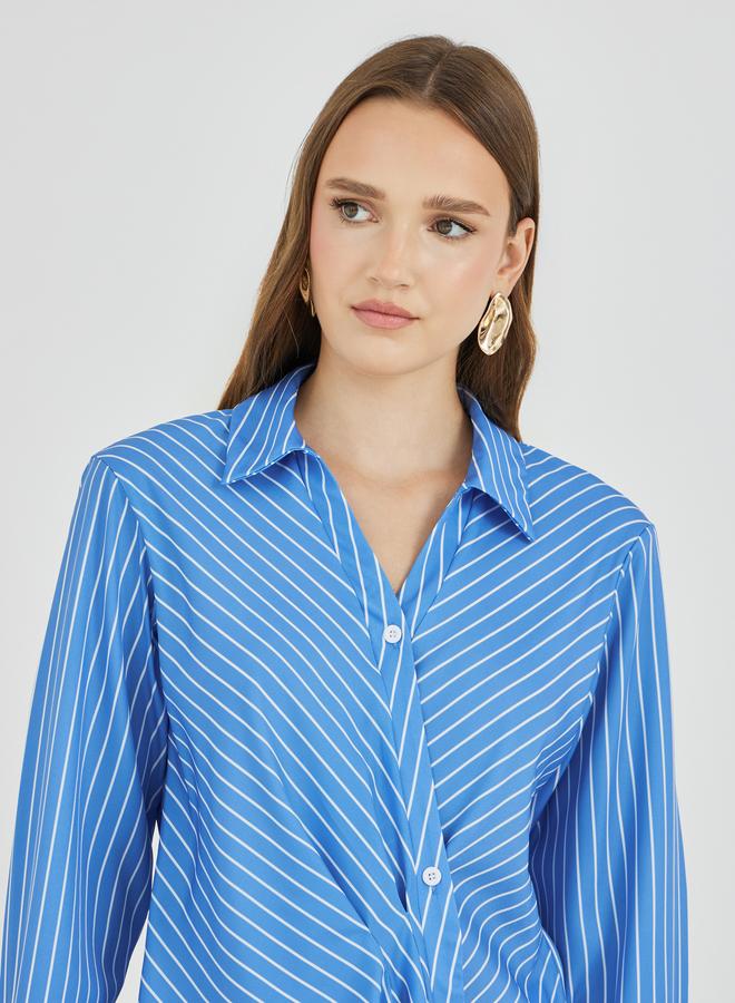 تايك تو قميص لف مخطط بأكمام طويلة - Image 3