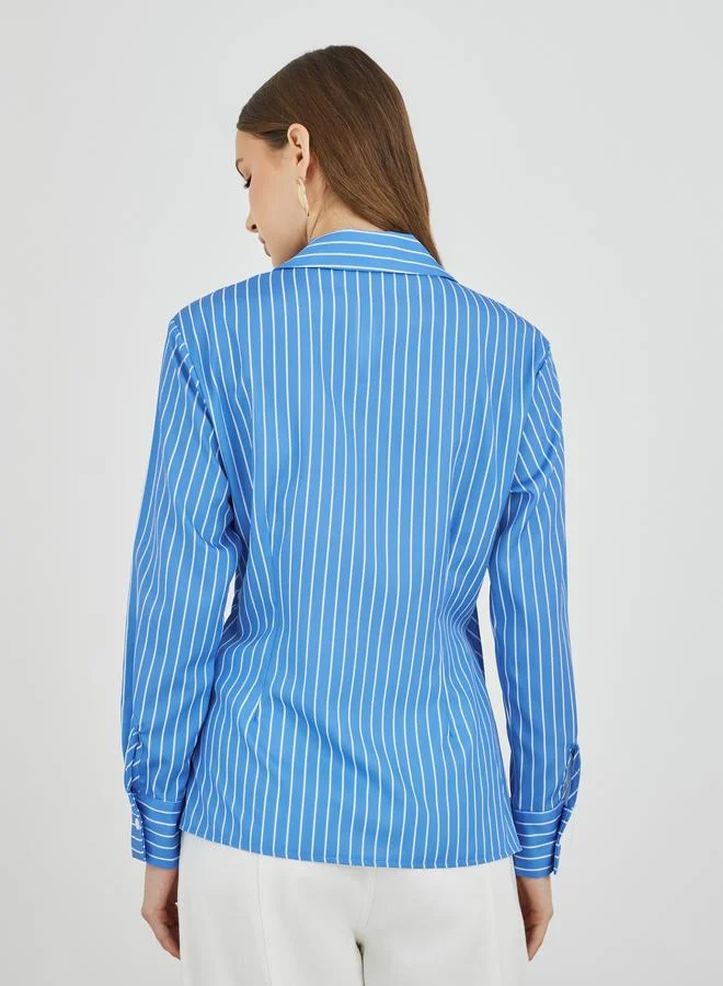 تايك تو قميص لف مخطط بأكمام طويلة