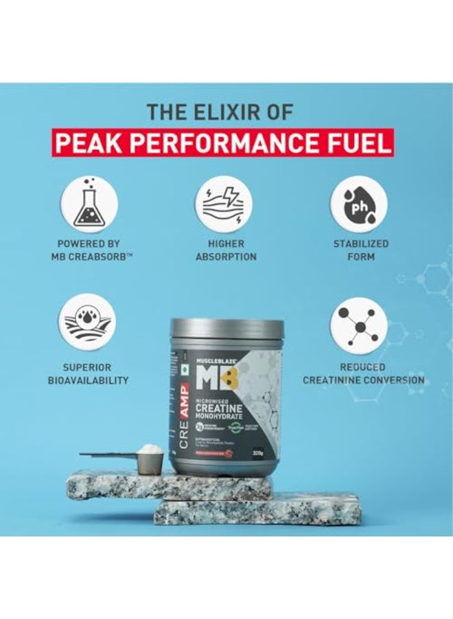 مسل بلايز مسحوق MuscleBlaze Micronised Creatine Monohydrate CreAMP، بنكهة البطيخ (320 جم) + عبوة خلط (شيكر) Cyclone سعة 700 مل - Image 3