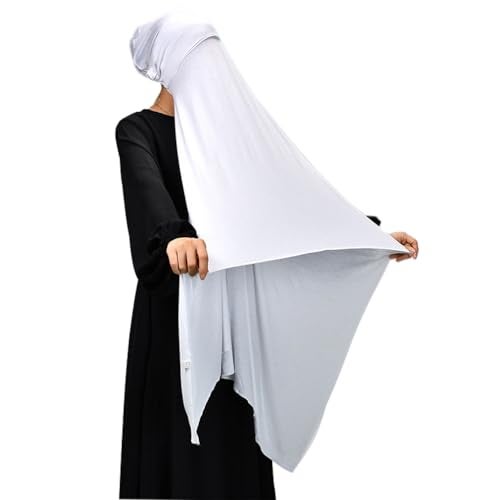 Yeieeo Chiffon Hijab Head Scarf for Women with Inner Undercap Solid Color Scarf Set Head Wraps Muslim Shawl（White） - Image 5