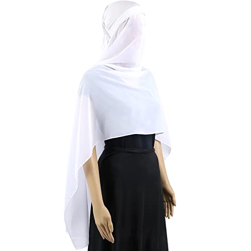 Yeieeo Chiffon Hijab Head Scarf for Women with Inner Undercap Solid Color Scarf Set Head Wraps Muslim Shawl（White） - Image 1