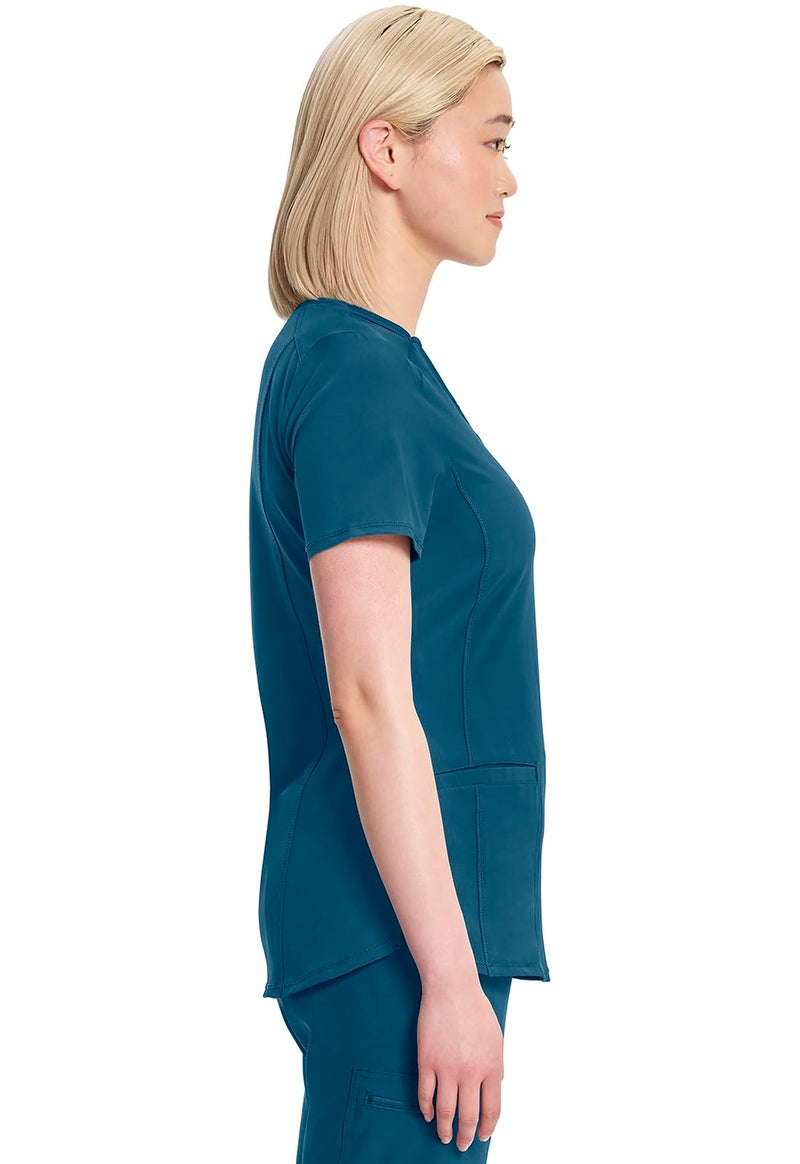 Cherokee Infinity Womens V-Neck Scrub Top Contemporary Fit, 2 Pockets, Rib-Knit Insert, Side Vents, 360Â° Stretch - CK865A, 3XL, Caribbean Blue - Image 5
