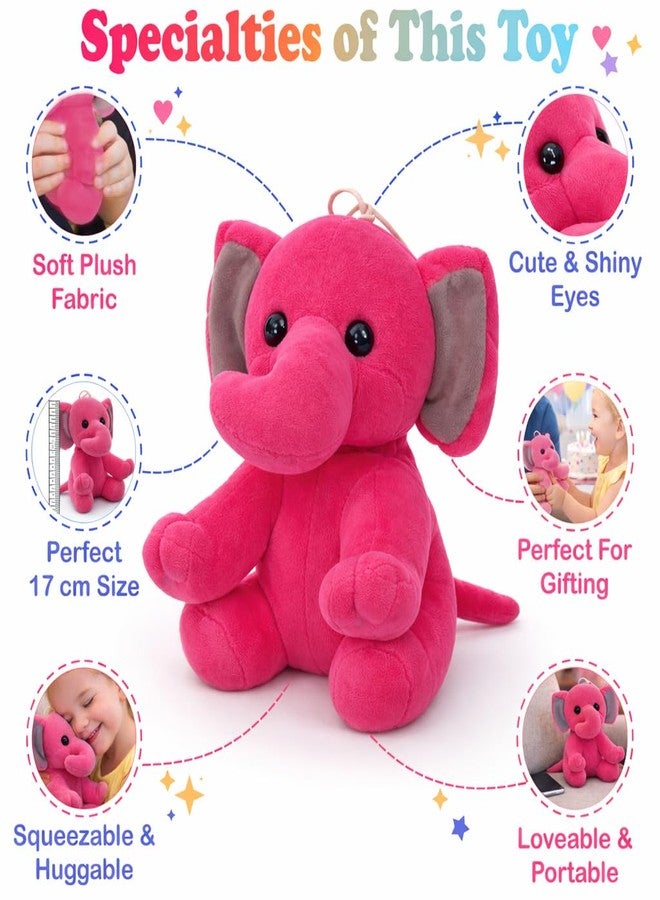 Aruvia Baby Elephant Soft Toy Plush (20 cm) Dark Pink | Cute Sitting Stuffed Elephant Toy | Super Soft Cuddle Plush for Kids & Babies | Gift for Boys Girls | Nursery Décor - Image 3