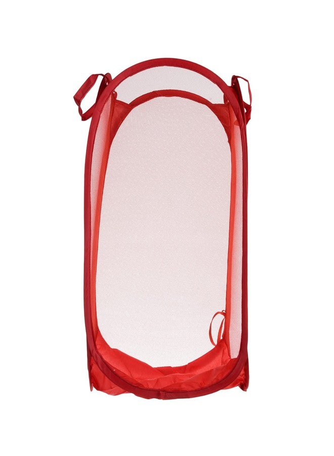 Kuber Industries Laundry Basket | Net Foldable Laundry | Nylon Storage Basket with Handle | Clothes Basket for Home | Hostel | Toy Storage | 20 Liter | Red - Image 2