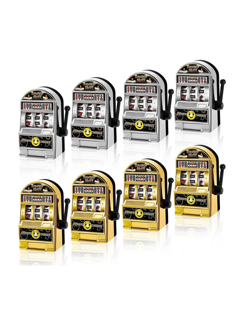 SYOSI 8 Pcs Slot Machine Bank Mini Slot Machine Toy with Spin Reels Golden Silver Lucky Slot Machine Bank Deluxe Lucky 7's Slot Machine Bank with Jackpot Sound  - Image 1