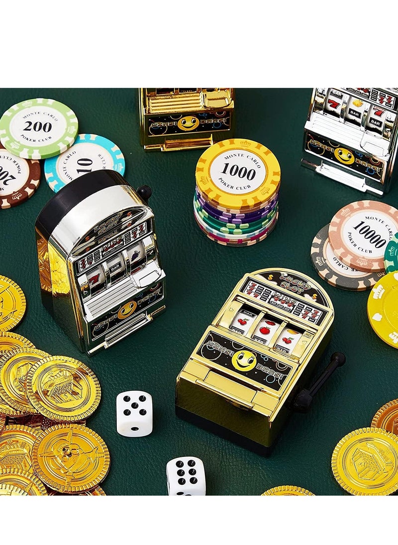 SYOSI 8 Pcs Slot Machine Bank Mini Slot Machine Toy with Spin Reels Golden Silver Lucky Slot Machine Bank Deluxe Lucky 7's Slot Machine Bank with Jackpot Sound  - Image 5