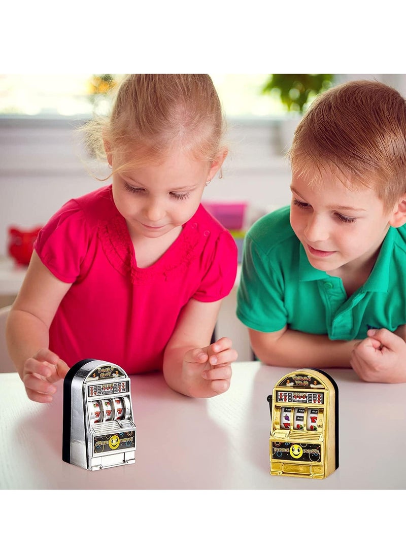 SYOSI 8 Pcs Slot Machine Bank Mini Slot Machine Toy with Spin Reels Golden Silver Lucky Slot Machine Bank Deluxe Lucky 7's Slot Machine Bank with Jackpot Sound  - Image 3