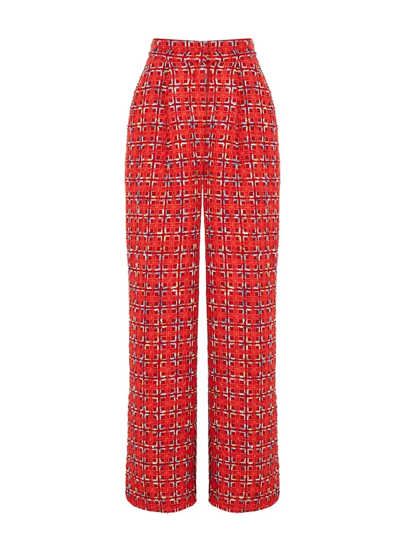 Nocturne High Waist Tweed Trousers