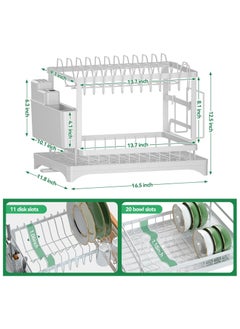 2 Tier Dish Drying Rack for Kitchen Counter, Dish Drainers for Kitchen Counter with Drainboard, Metal Kitchen Dish Rack with Drain, Kitchen Drying Rack Two Tier, Black Dish Racks (White) - pzsku/ZADA5CB7F6F29ADF797F9Z/45/_/1740825352/b0d55b6d-3c04-4266-9d5b-d7e56884af85