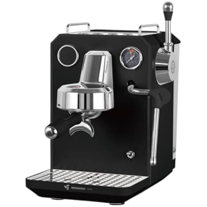 ميباشي ماكينة قهوة تجارية بقوة 1850 واط وضغط 15 بار وخزان مياه 17 لترًا، لون أسود MeCcm2066 أسود
