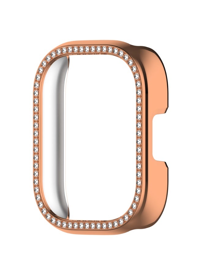 غطاء مجوهرات مجوف لساعة Redmi Watch 5 Lite للنساء/الرجال، إطار متين مقاوم للسقوط مرصع بأحجار الراين لساعة Redmi Watch 5 Lite، ملحقات الساعات الذكية (ذهبي وردي) - Image 2