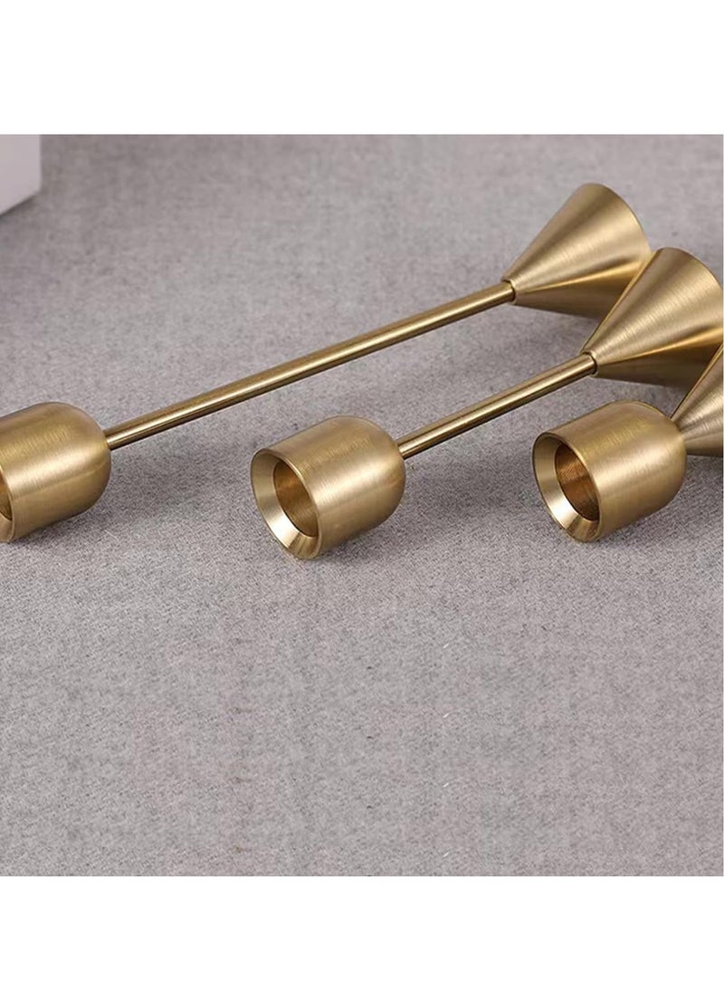 Generic - Gold Metal Candle Holder Set of 3 Candlestick for Taper Candles Decorative Candle Stand with Sturdy Non- slip Base Tall Candelabra for Dining Table Decor Wedding Party - Image 1