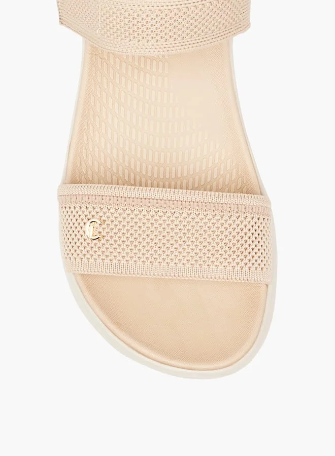 Le Confort Womens Knitted Sandals With Velcro Closure