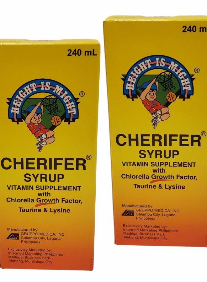 Cherifer 2 شراب عامل نمو الكلوريلا، التورين والليسين 240 مل لكل منهما - Image 1