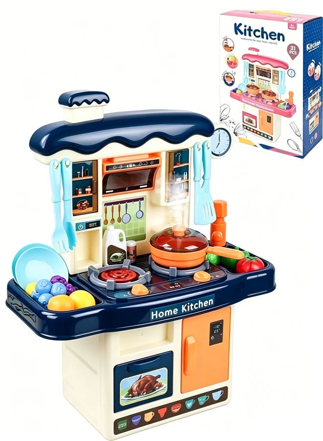 Quivlox Kid Kitchen Playset, Kitchen Pretend Toy Set,31PCS Kids Mini Kitchen Toys,Pretend Kitchen Play Set Toy,Simulation Kitchen Cooking Playset With Sound, Light and Spray,Play Kitchen Accessories for Girls Boys Toddlers - Image 1