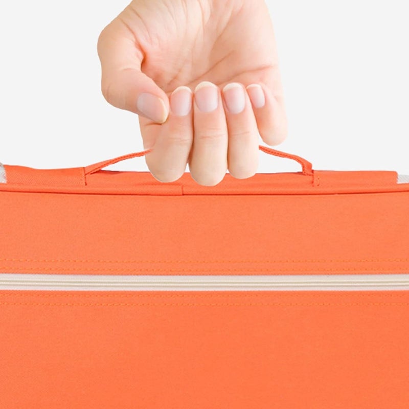 جودة اقتصادية للكل حقيبة مستندات A4، 35x25x3.5 سم، قماش أكسفورد مقاوم للماء، منظم ملفات A4، حقيبة متعددة الجيوب بسحاب مع مقبض للمكتب والسفر (أصفر برتقالي) - Image 5