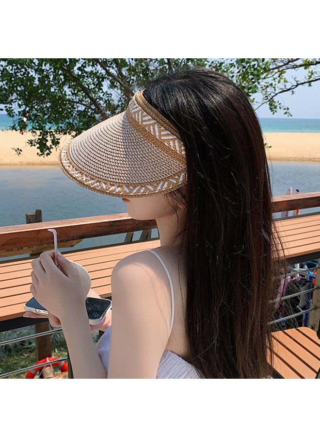 Top melon Double-color Brimless Straw Hat For Women, Summer Outdoor Beach Sun Hat, Versatile Sun Protection Cap For Travel And Leisure - Image 4