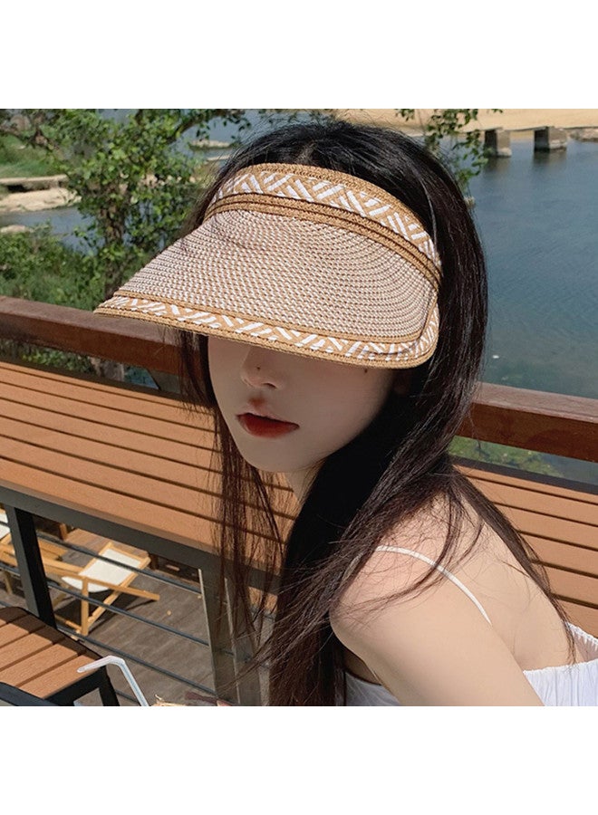 Top melon Double-color Brimless Straw Hat For Women, Summer Outdoor Beach Sun Hat, Versatile Sun Protection Cap For Travel And Leisure - Image 3