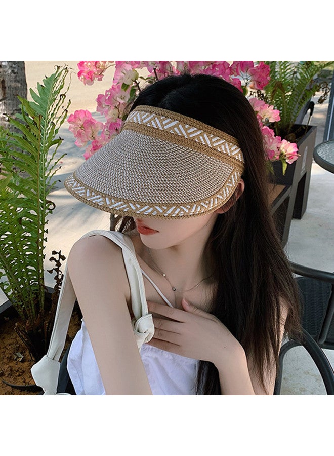 Top melon Double-color Brimless Straw Hat For Women, Summer Outdoor Beach Sun Hat, Versatile Sun Protection Cap For Travel And Leisure - Image 5
