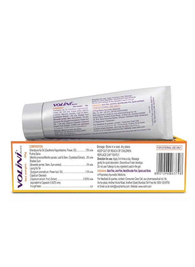 Volini Activ Pain Relief Gel 30 gm (Pack of 2) - Image 3