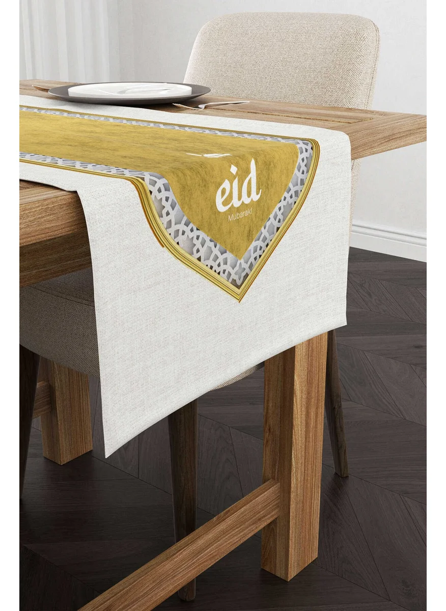 Cango Home Cream Yellow Ramadan Themed Patterned Digital Printed Runner CGH1341-RN