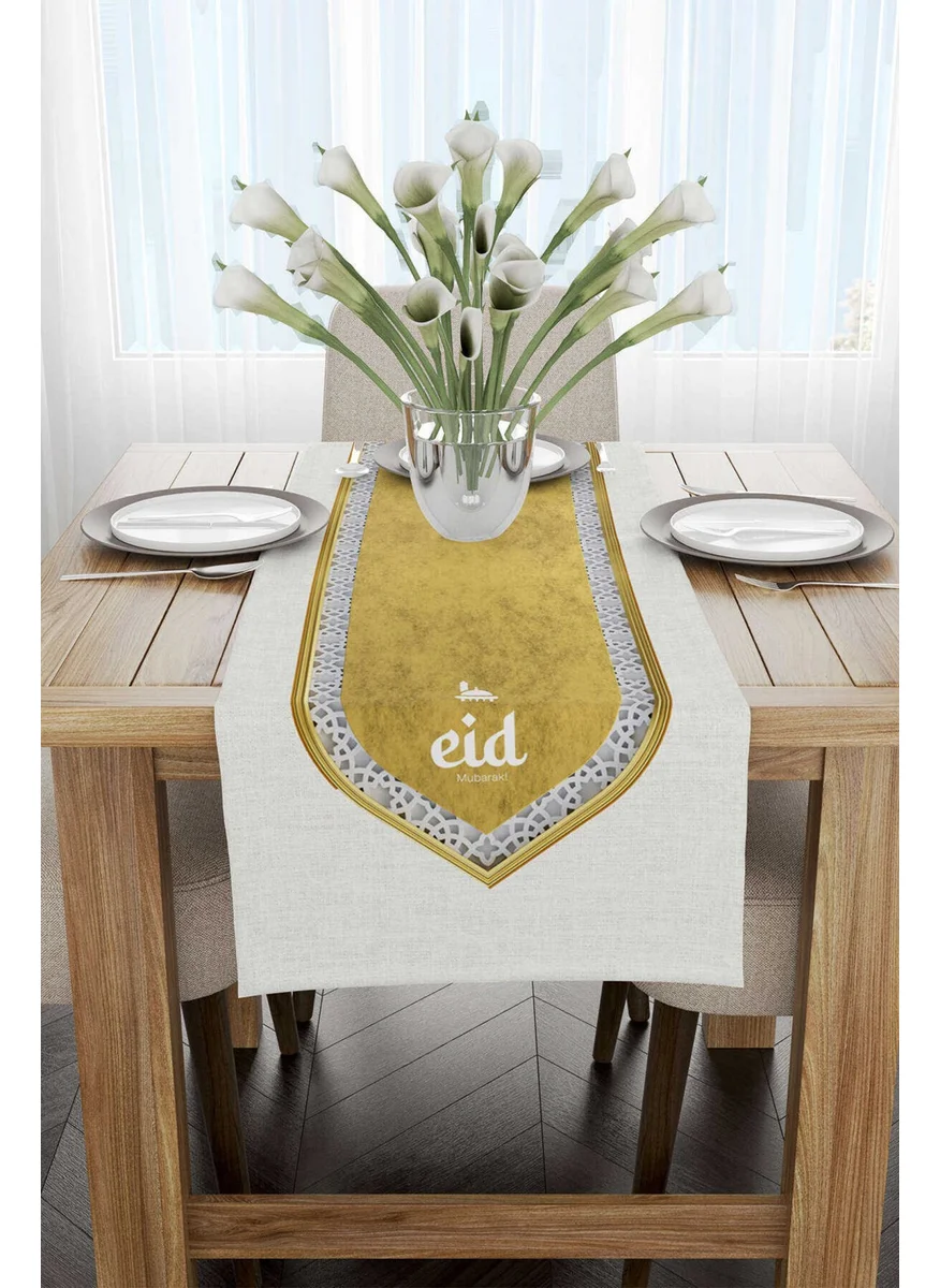 Cango Home Cream Yellow Ramadan Themed Patterned Digital Printed Runner CGH1341-RN